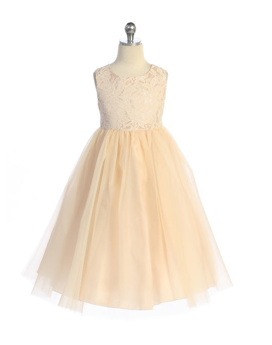Champagne Lace Top/ Tulle Skirt (Tea Length)