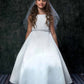 Dress - Long Satin Pearl Trim Communion Dress