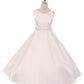 Dress - Long Satin Pearl Trim Communion Dress