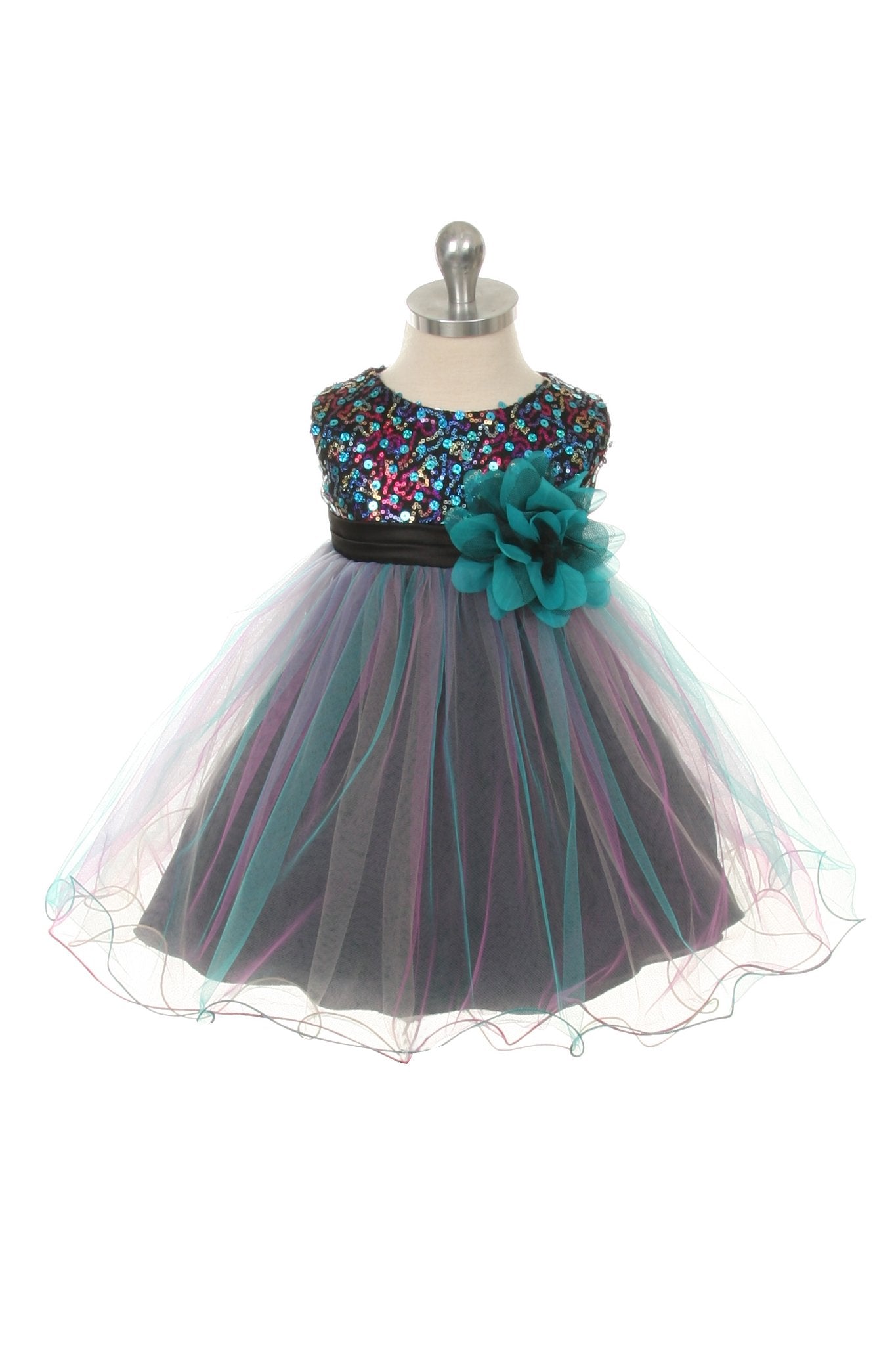 Dress - Multi-Sequin Trio Color Tulle Baby Dress