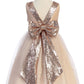 Dress - Rose Gold Sequin Back V Plus Size Girl Dress