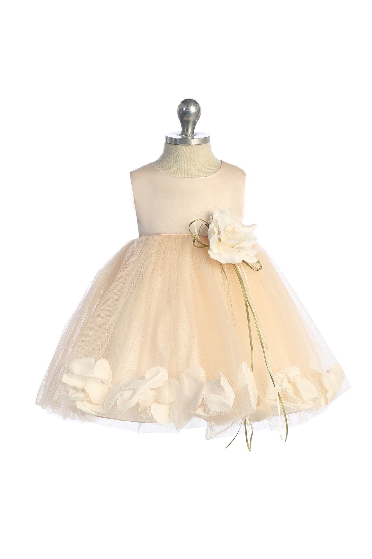 Blush Satin Flower Petal Baby Dress