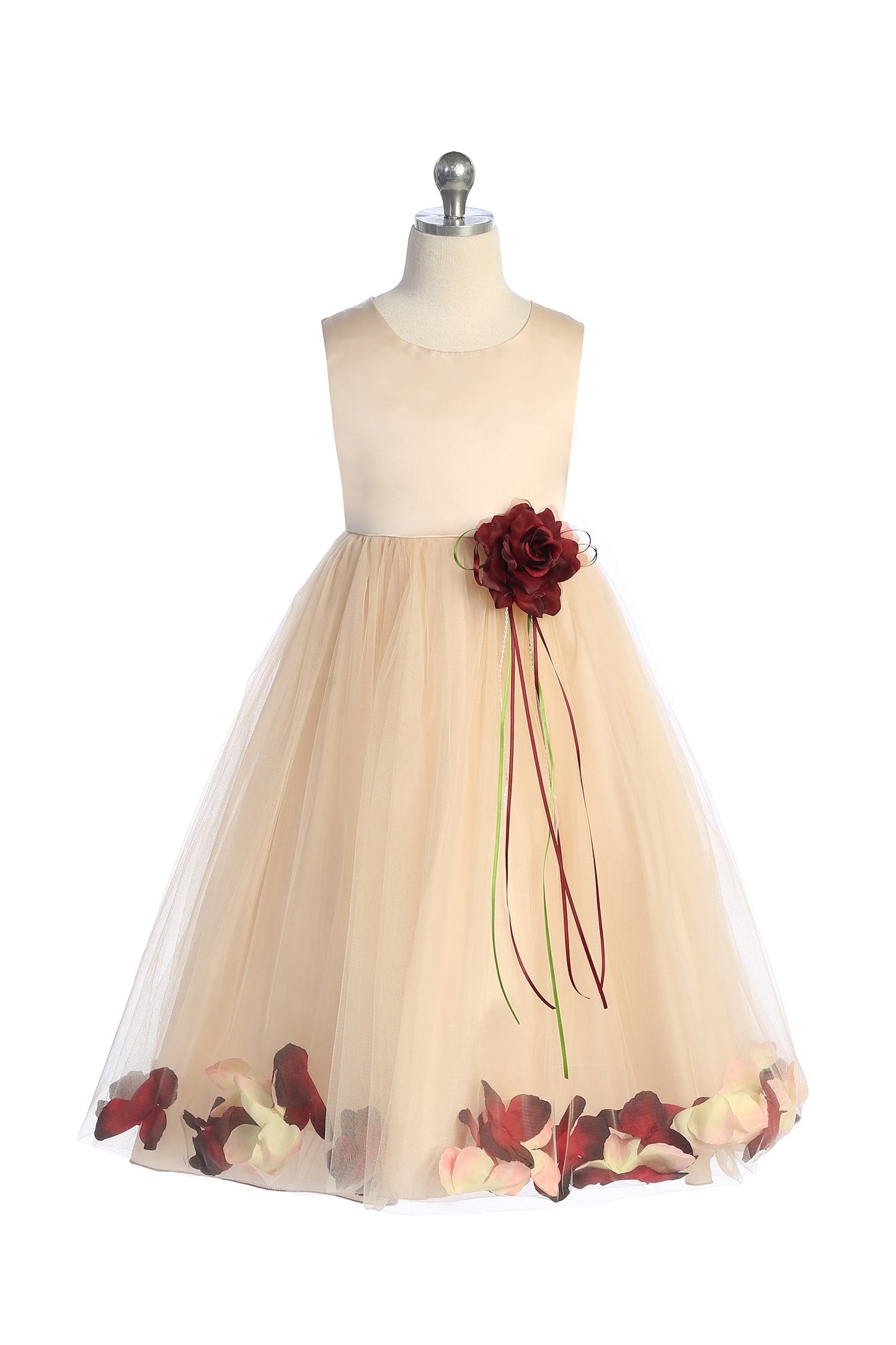 Blush Satin Flower Petal Girl Dress