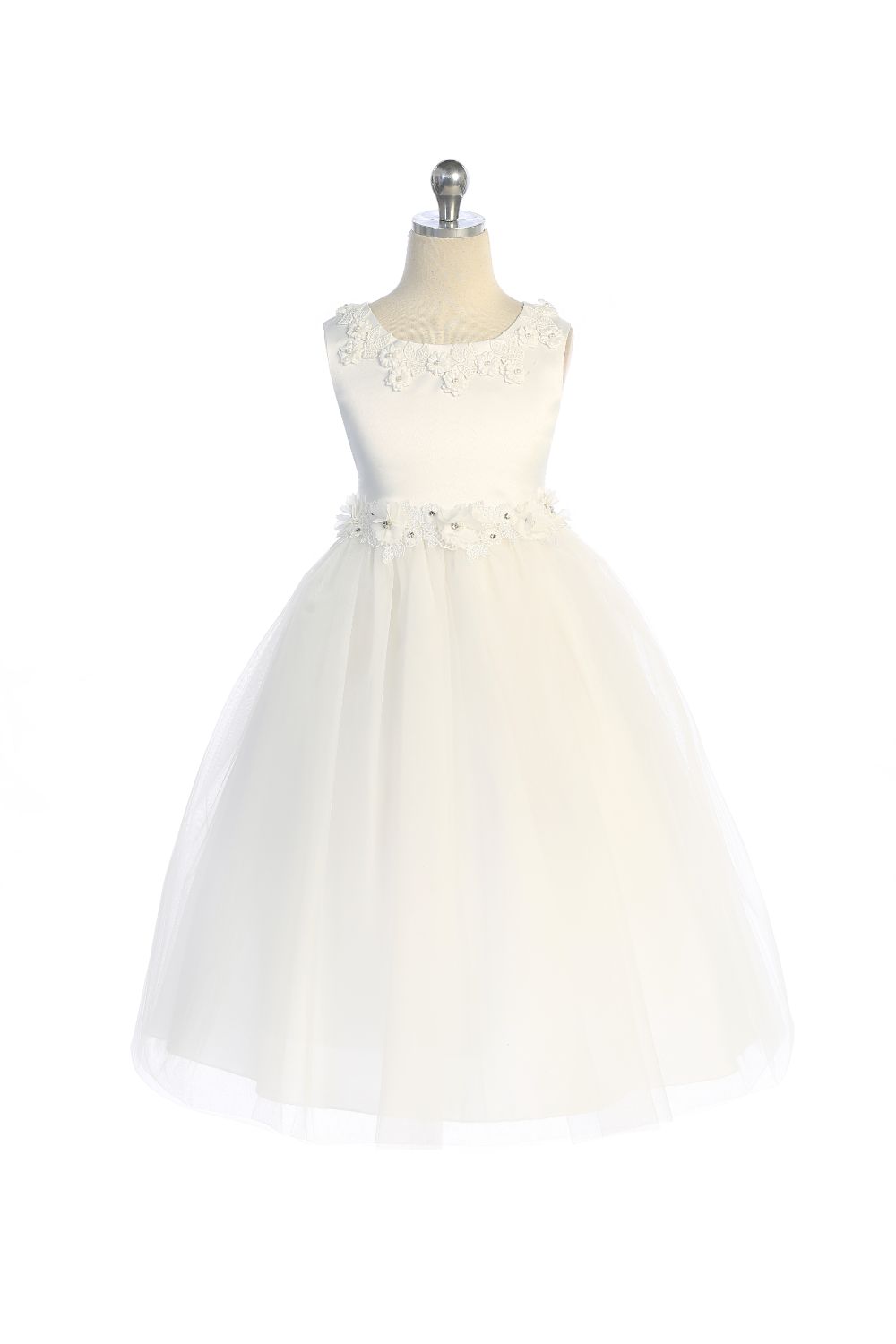 Luxurious Princess Ballgown Dress w/ Floral Trim