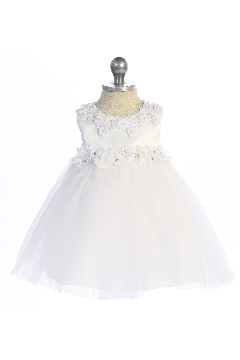 Princess Ballgown Baby Dress w/ Floral Trim