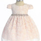Lace V Back Bow Baby Dress w/ Rhinestone Trim